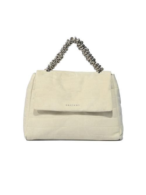 Borsa Sveva Twilight Midi in nabuk stampa cocco Gesso ORCIANI | BT2006 TWLGES